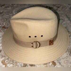Safari-Style Beige Canvas Outback Hat Sz S/M